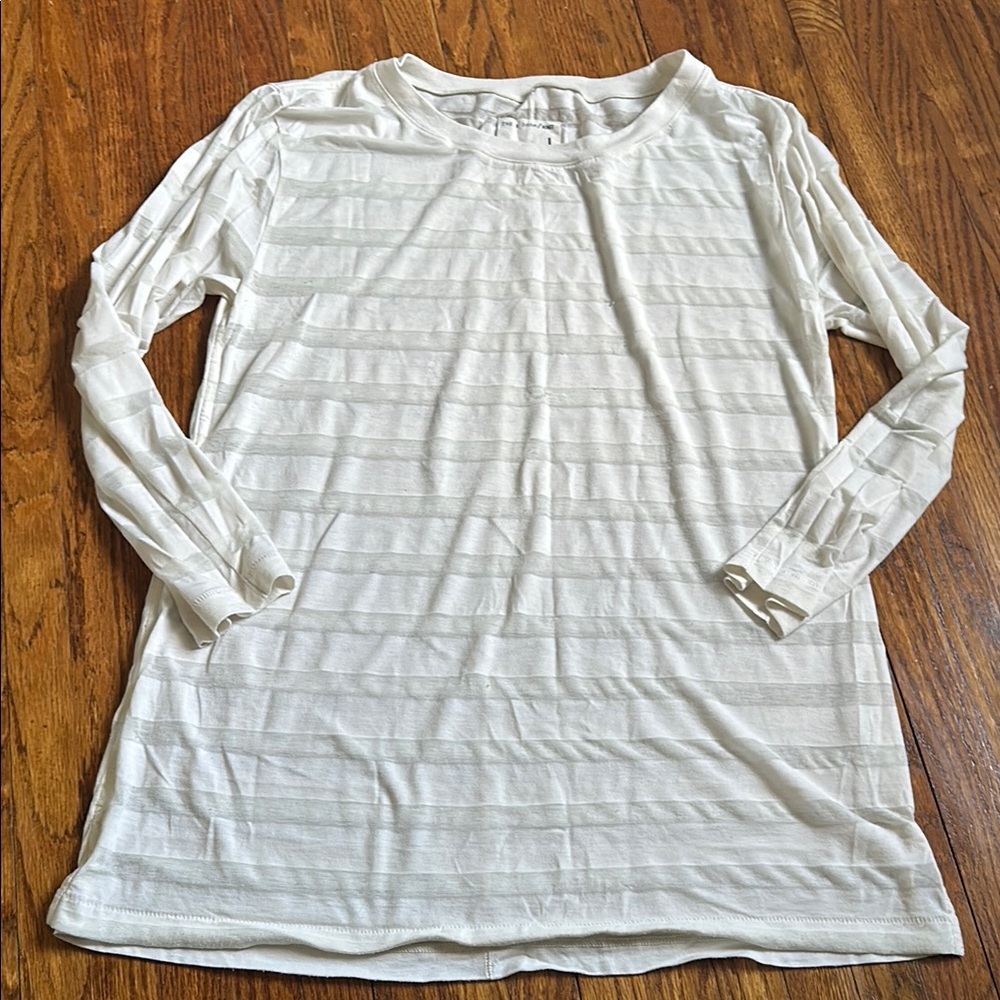 Striped Long Sleeve White Top